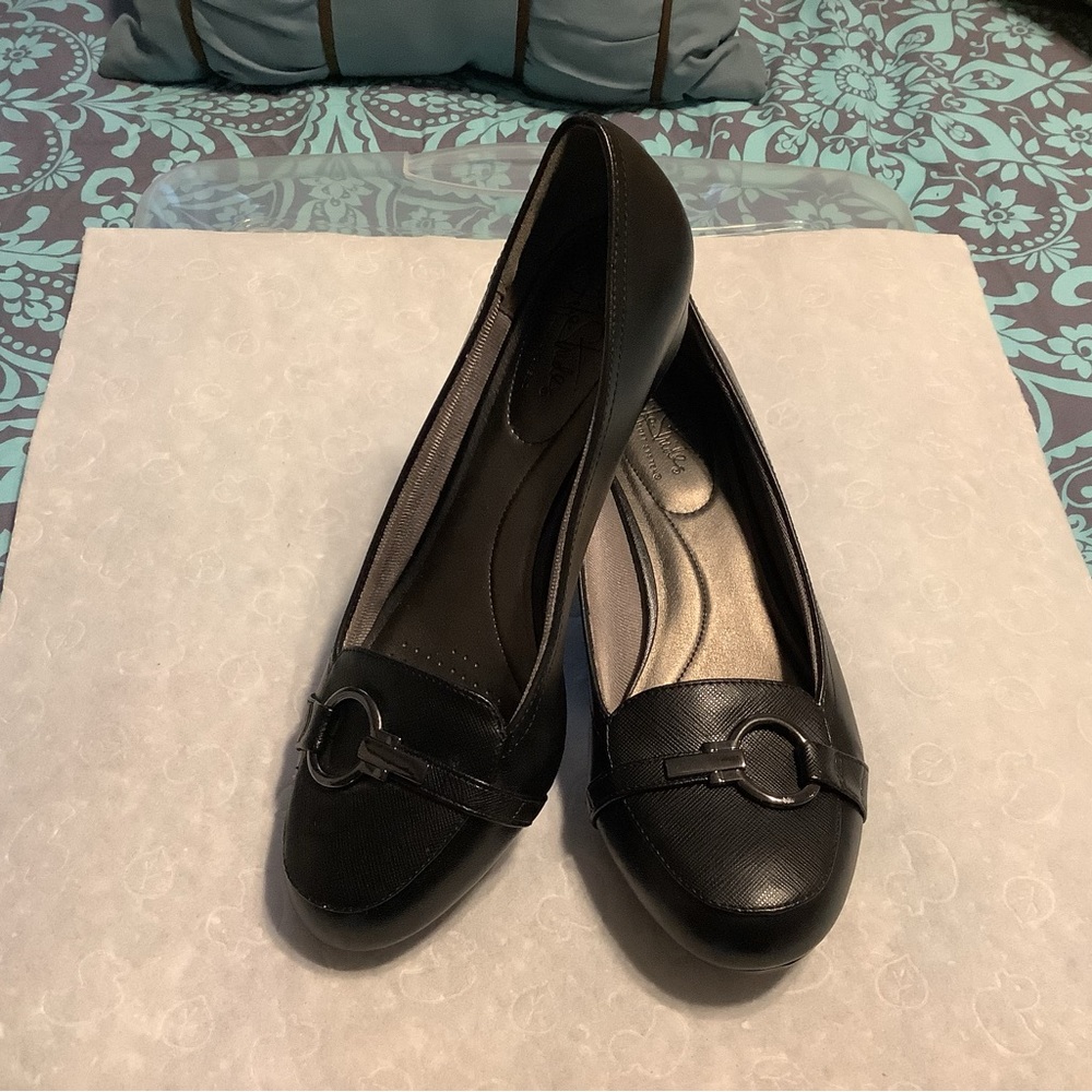 Black Life Stride low heel wedge